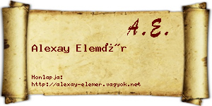 Alexay Elemér névjegykártya